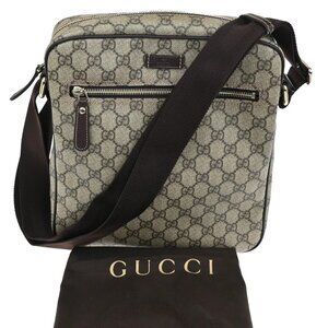 GUCCI Logo GG pattern Crossbody Shoulder Bag Supreme Leather Brown Italy 70KB836